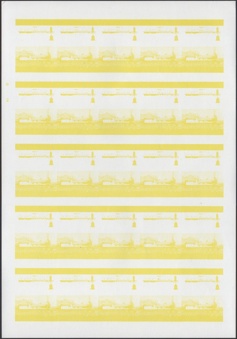 Saint Vincent Grenadines Locomotives (2nd series) $3.00 Yellow Stage Progressive Color Proof Pane