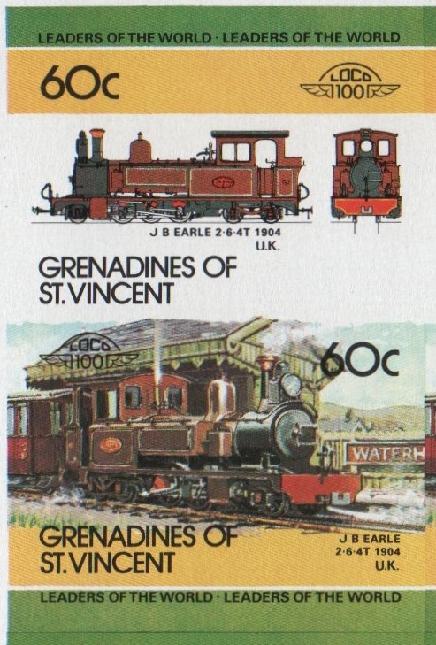 Saint Vincent Grenadines Locomotives (2nd series) 60c 1904 J B Earle 2-6-4T Final Stage Progressive Color Proof Stamp Pair