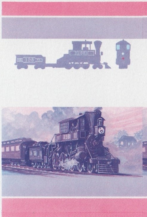 Saint Vincent Grenadines Locomotives (5th series) $1.20 Blue-Red Stage Progressive Color Proof Pair
