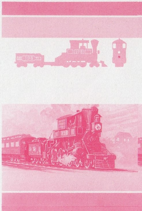 Saint Vincent Grenadines Locomotives (5th series) $1.20 Red Stage Progressive Color Proof Pair