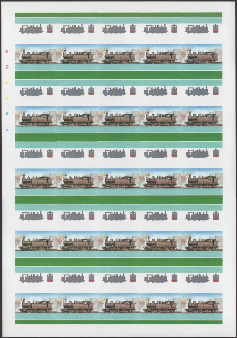 Saint Vincent Grenadines Locomotives (5th series) $2.00 All Colors Stage Progressive Color Proof Pane