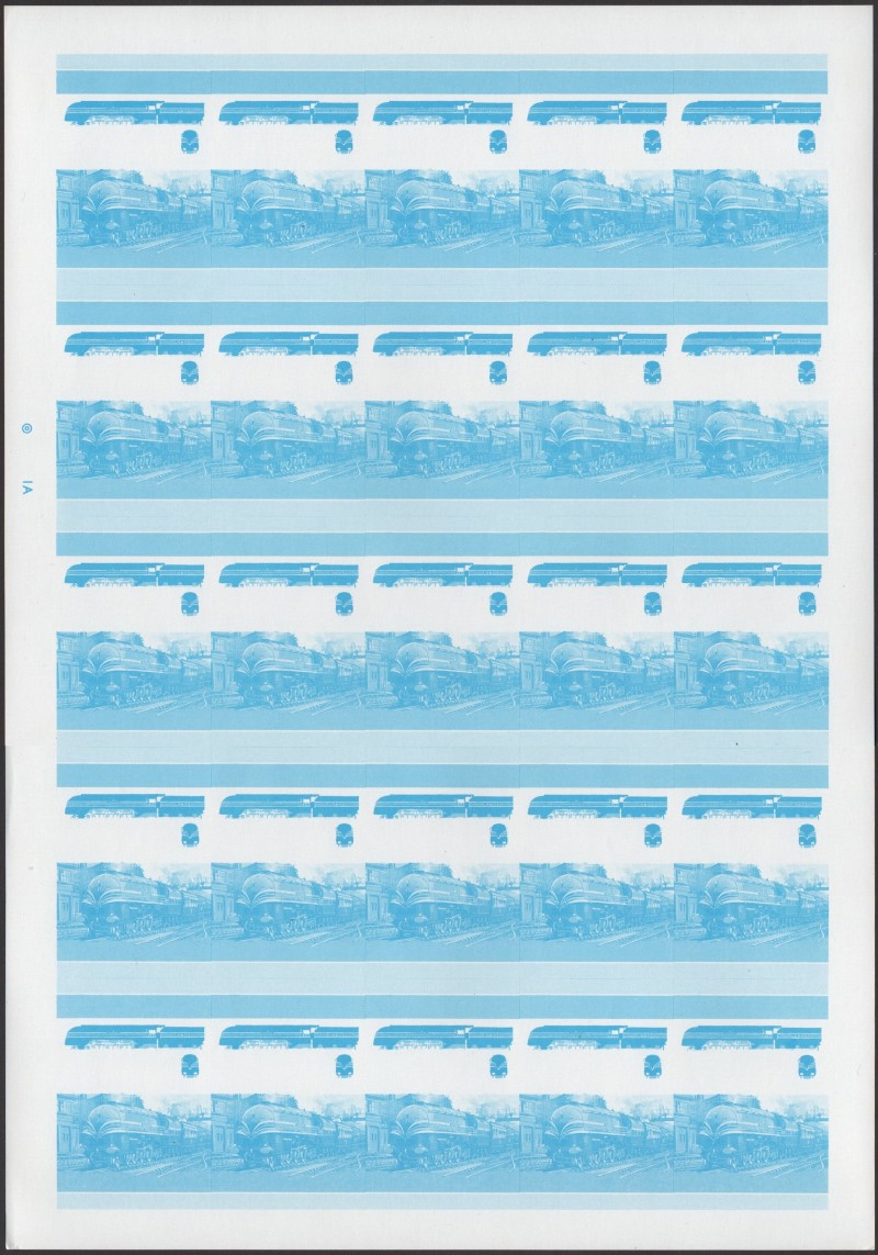 Saint Vincent Grenadines Locomotives (5th series) 35c Blue Stage Progressive Color Proof Pane