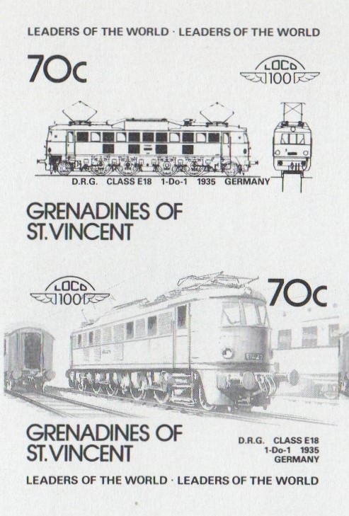 Saint Vincent Grenadines Locomotives (5th series) 70c Black Stage Progressive Color Proof Pair