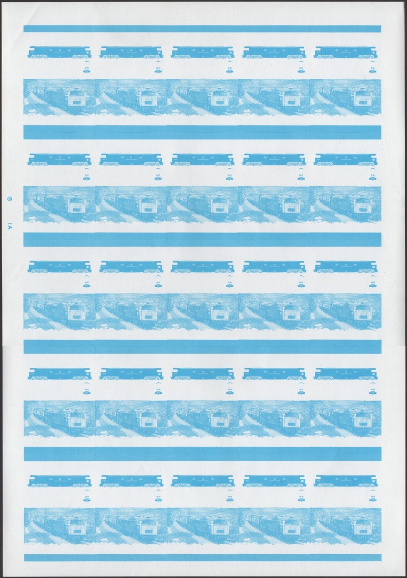 Saint Vincent Grenadines Locomotives (6th series) $1.00 Blue Stage Progressive Color Proof Pane