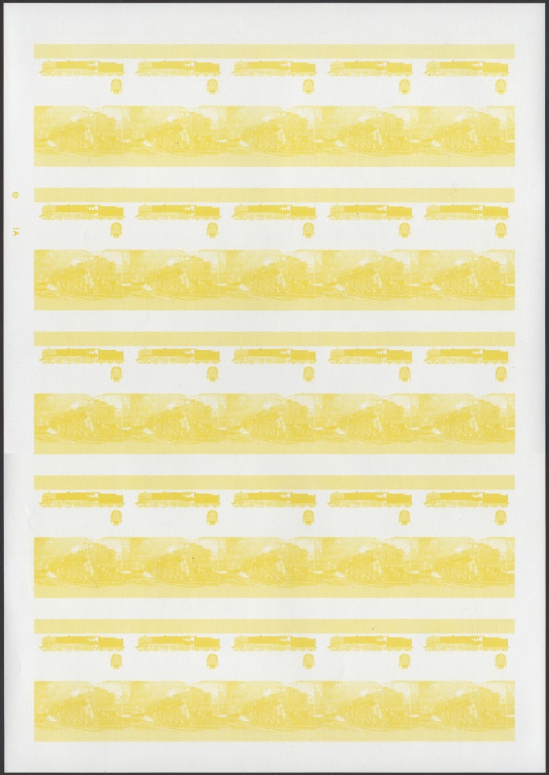 Saint Vincent Grenadines Locomotives (6th series) $2.00 Yellow Stage Progressive Color Proof Pane