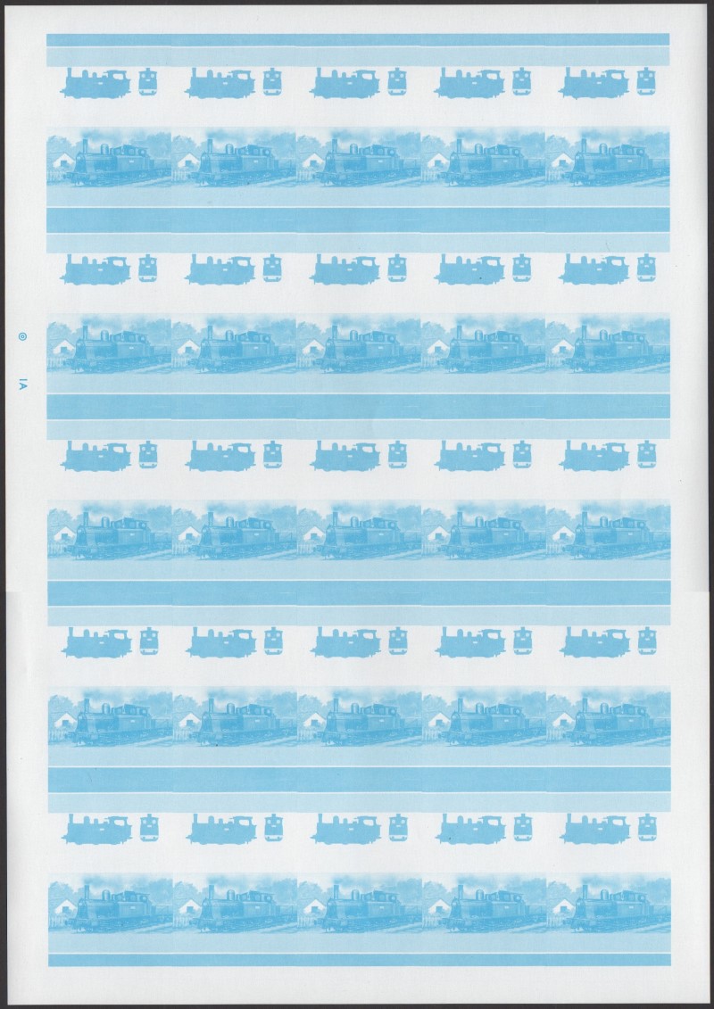 Saint Vincent Grenadines Locomotives (6th series) $3.00 Blue Stage Progressive Color Proof Pane