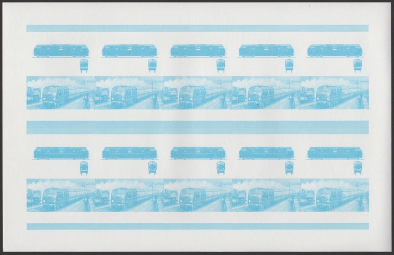 Saint Vincent Grenadines Locomotives (7th series) $1.00 Blue Stage Progressive Color Proof Pane