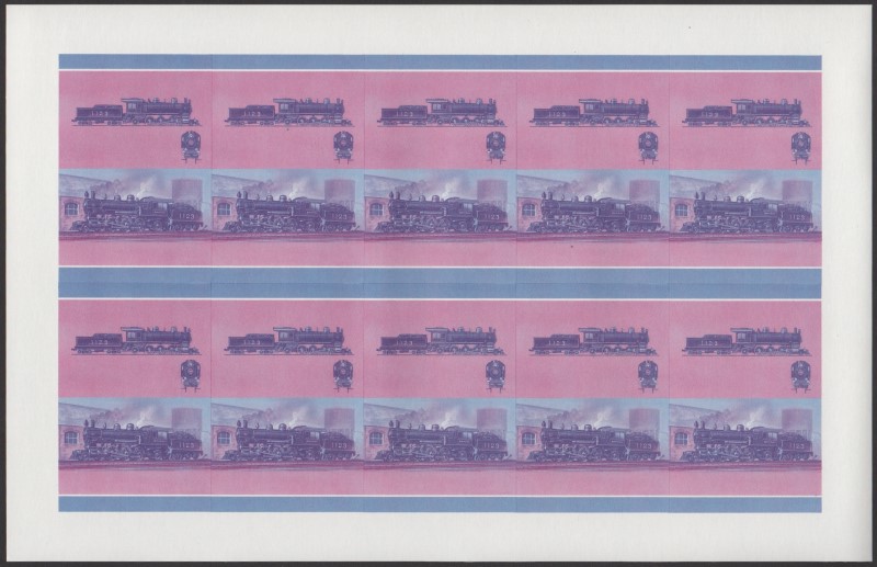 Saint Vincent Grenadines Locomotives (7th series) $1.25 Blue-Red Stage Progressive Color Proof Pane