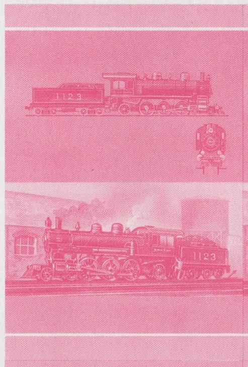Saint Vincent Grenadines Locomotives (7th series) $1.25 Red Stage Progressive Color Proof Pair