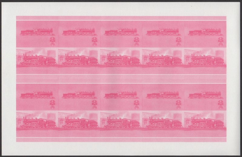 Saint Vincent Grenadines Locomotives (7th series) $1.25 Red Stage Progressive Color Proof Pane