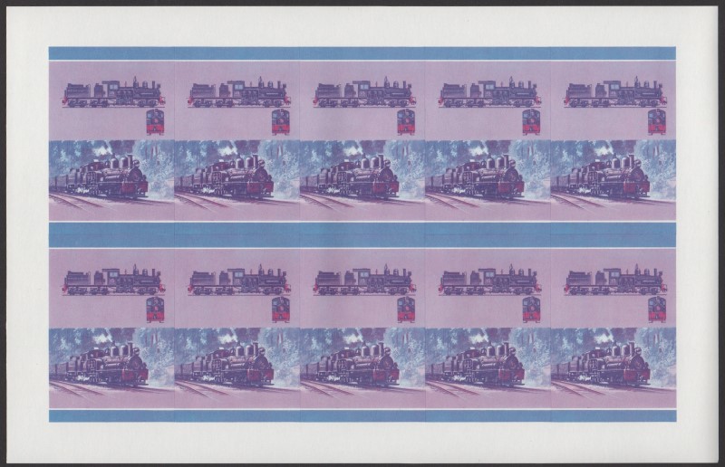 Saint Vincent Grenadines Locomotives (7th series) $1.50 Blue-Red Stage Progressive Color Proof Pane