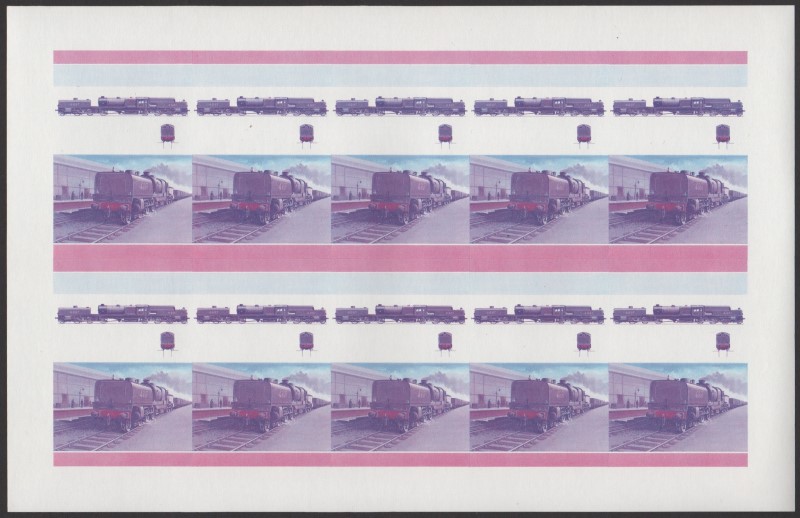 Saint Vincent Grenadines Locomotives (7th series) 40c Blue-Red Stage Progressive Color Proof Pane
