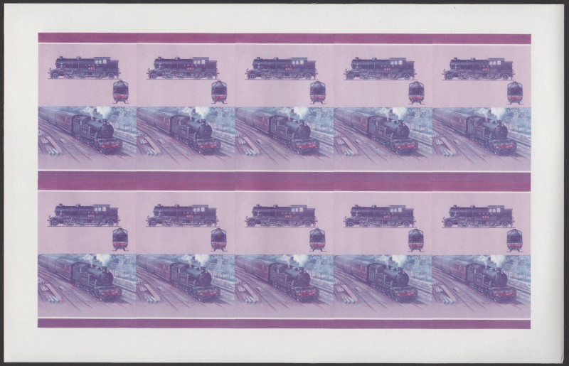 Saint Vincent Grenadines Locomotives (7th series) 60c Blue-Red Stage Progressive Color Proof Pane