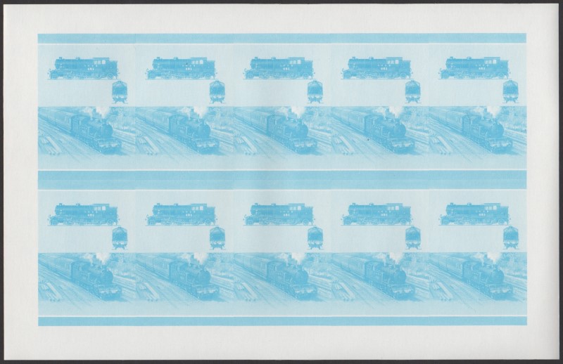 Saint Vincent Grenadines Locomotives (7th series) 60c Blue Stage Progressive Color Proof Pane