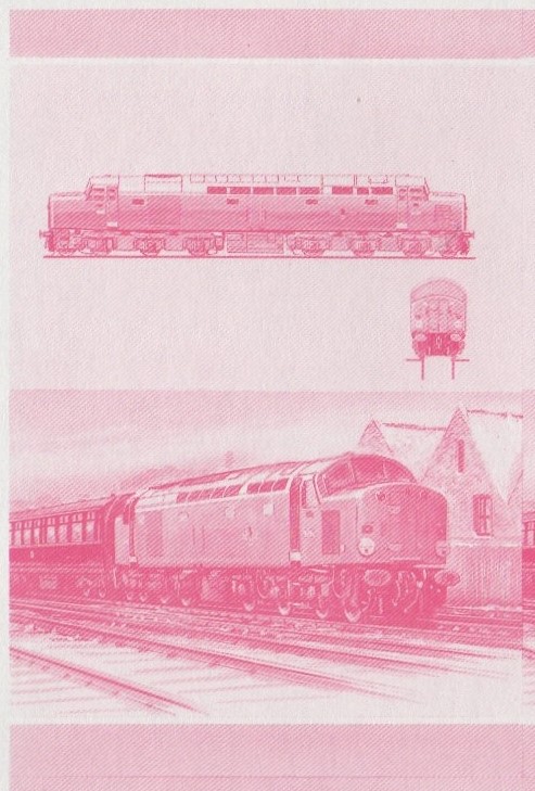 Saint Vincent Grenadines Locomotives (7th series) 75c Red Stage Progressive Color Proof Pair