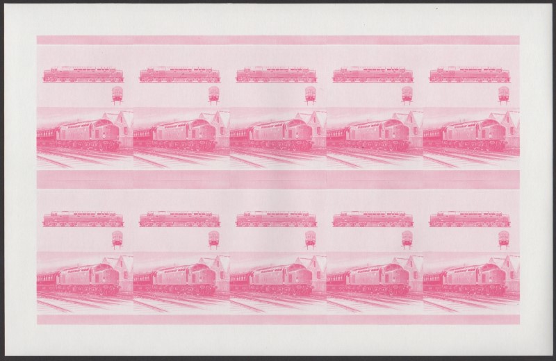 Saint Vincent Grenadines Locomotives (7th series) 75c Red Stage Progressive Color Proof Pane