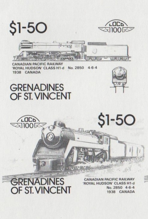 Saint Vincent Grenadines Locomotives (8th series) $1.50 Black Stage Progressive Color Proof Pair