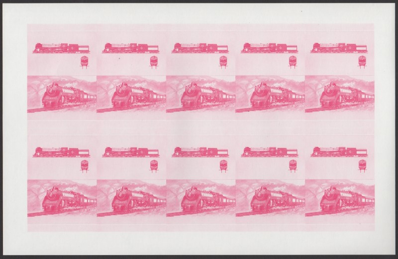 Saint Vincent Grenadines Locomotives (8th series) $1.50 Red Stage Progressive Color Proof Pane