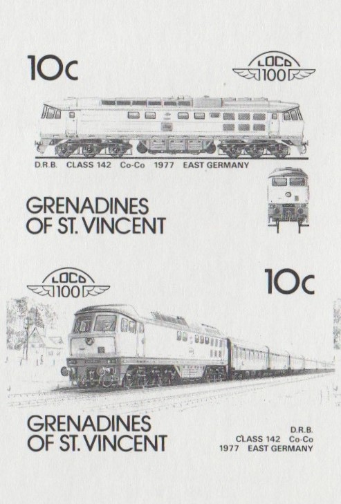 Saint Vincent Grenadines Locomotives (8th series) 10c Black Stage Progressive Color Proof Pair