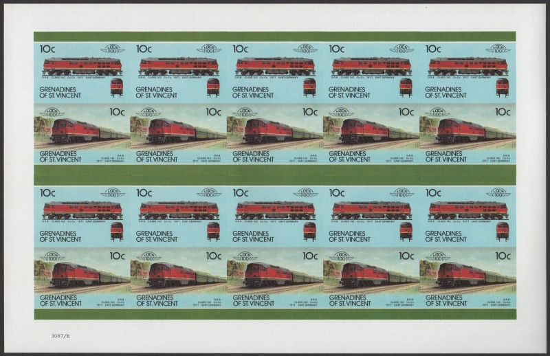 Saint Vincent Grenadines Locomotives (8th series) 10c 1977 D.R.B. Class 142 Co-Co Final Stage Progressive Color Proof Stamp Pane