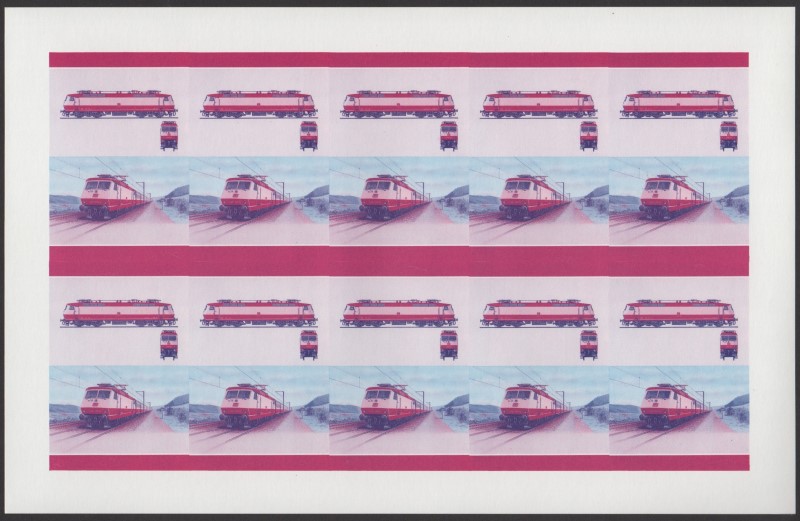 Saint Vincent Grenadines Locomotives (8th series) 40c Blue-Red Stage Progressive Color Proof Pane