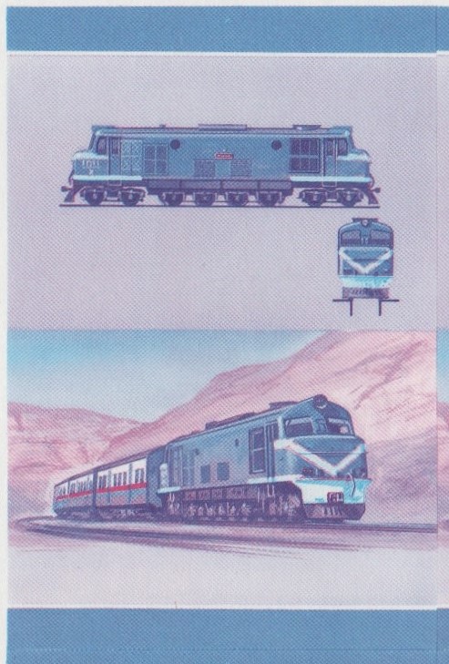 Saint Vincent Grenadines Locomotives (8th series) 50c Blue-Red Stage Progressive Color Proof Pair