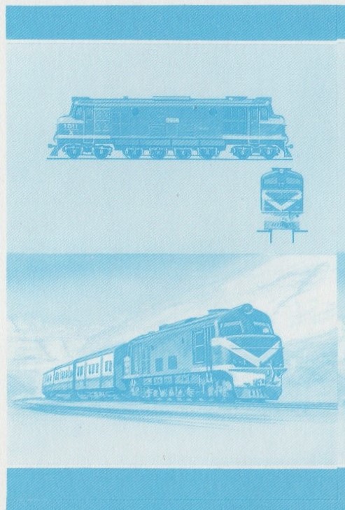 Saint Vincent Grenadines Locomotives (8th series) 50c Blue Stage Progressive Color Proof Pair