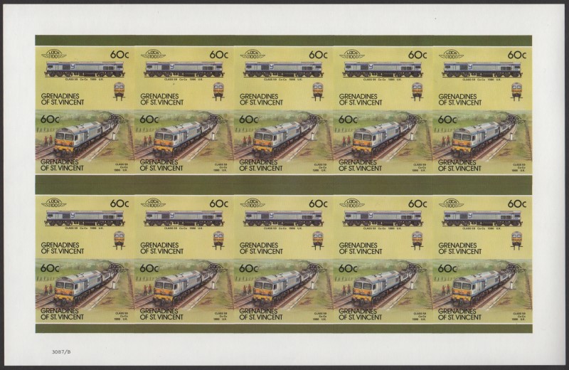 Saint Vincent Grenadines Locomotives (8th series) 60c 1986 Class 59 Co-Co Final Stage Progressive Color Proof Stamp Pane
