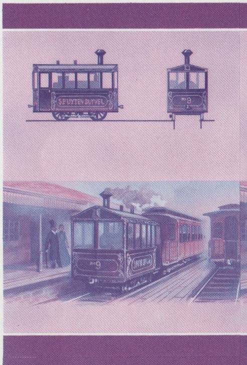 Saint Vincent Grenadines Locomotives (8th series) 75c Blue-Red Stage Progressive Color Proof Pair