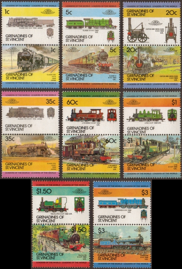 1984 Saint Vincent Grenadines Leaders of the World, Locomotives (2nd series) Stamps
