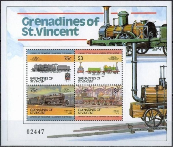 1985 Saint Vincent Grenadines Leaders of the World, Locomotives (3rd series) Souvenir Sheet