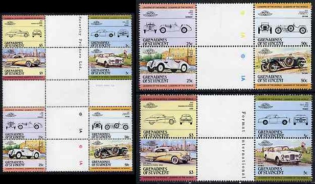 1984 Saint Vincent Grenadines Leaders of the World, Automobiles (1st series) Gutter Pair Stamps