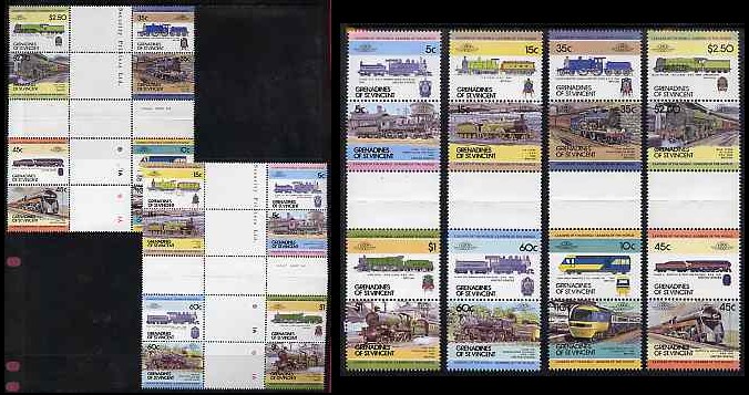 1984 Saint Vincent Grenadines Leaders of the World, Locomotives (1st series) Gutter Pair Stamps