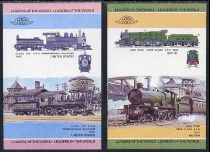 1984 Saint Vincent Grenadines Leaders of the World, Locomotives (1st series) Imperforate Missing Denomination and Country Name Error Stamps