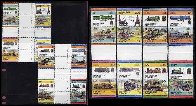 1984 Saint Vincent Grenadines Leaders of the World, Locomotives (2nd series) Gutter Pair Stamps