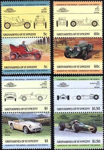 1985 Saint Vincent Grenadines Leaders of the World, Automobiles (2nd series) Stamps