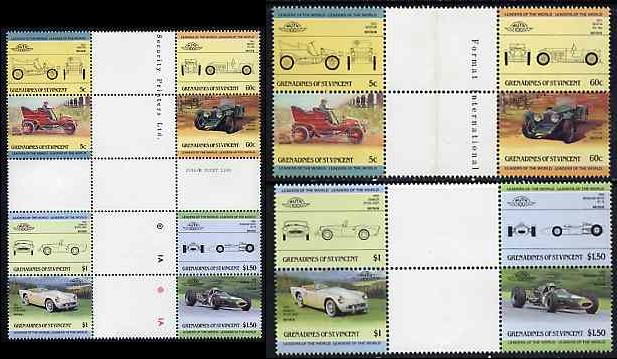 1985 Saint Vincent Grenadines Leaders of the World, Automobiles (2nd series) Gutter Pair Stamps
