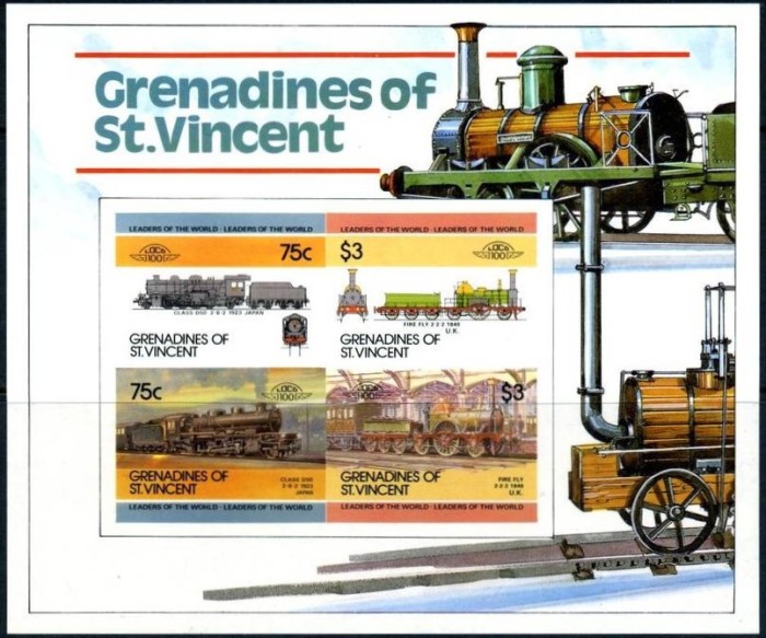 1985 Saint Vincent Grenadines Leaders of the World, Locomotives (3rd series) Imperforate Souvenir Sheet