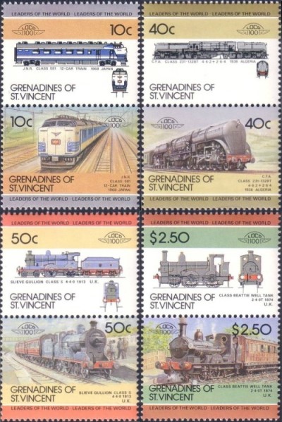 1985 Saint Vincent Grenadines Leaders of the World, Locomotives (4th series) Stamps