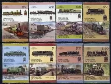 1987 Saint Vincent Grenadines Leaders of the World, Locomotives (7th series) SPECIMEN Overprinted Stamps