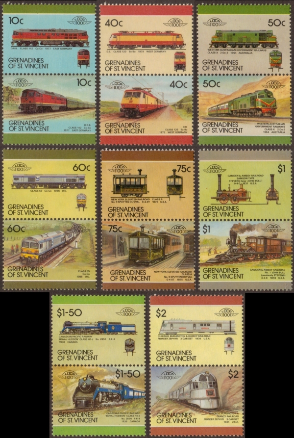 1987 Saint Vincent Grenadines Leaders of the World, Locomotives (8th series) Stamps