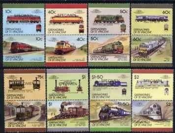 1987 Saint Vincent Grenadines Leaders of the World, Locomotives (8th series) SPECIMEN Overprinted Stamps
