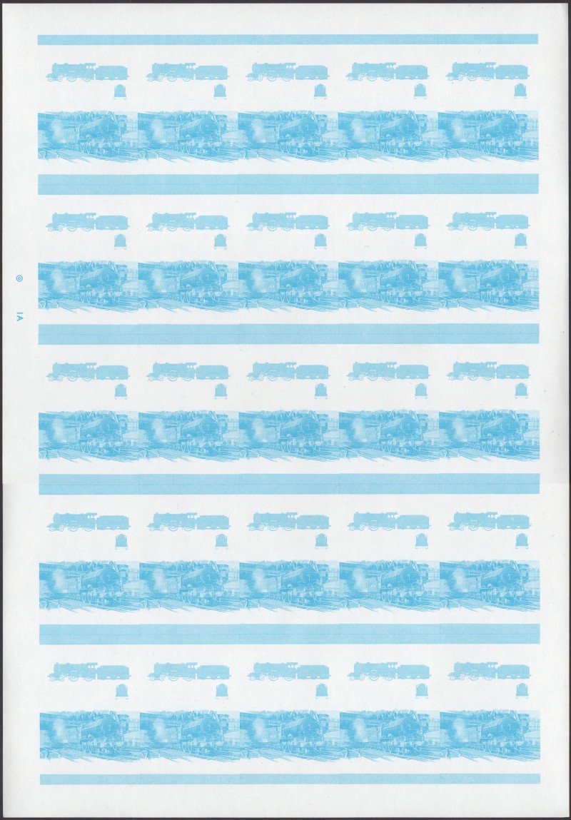 Saint Vincent Locomotives (1st series) $2.50 Blue Stage Progressive Color Proof Pane
