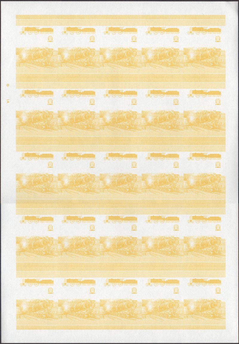 Saint Vincent Locomotives (1st series) $2.50 Yellow Stage Progressive Color Proof Pane