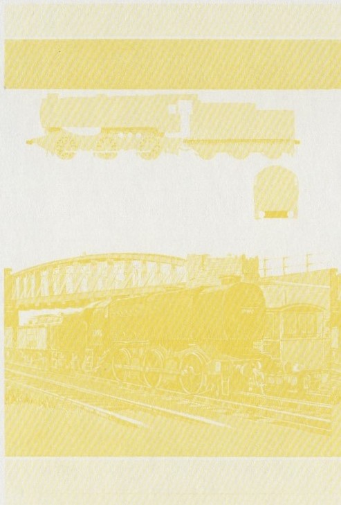 Saint Vincent Locomotives (1st series) $3 Yellow Stage Progressive Color Proof Pair