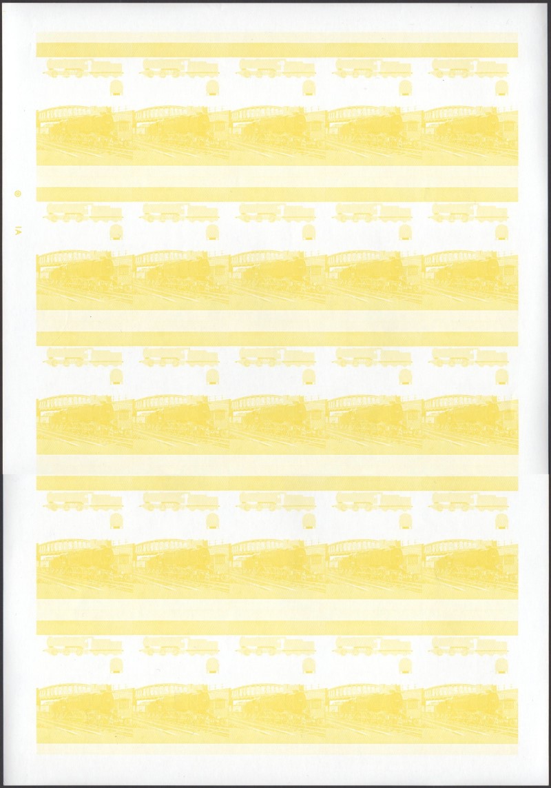 Saint Vincent Locomotives (1st series) $3 Yellow Stage Progressive Color Proof Pane