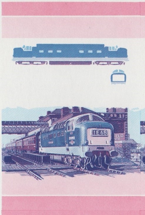 Saint Vincent Locomotives (1st series) 10c Scott 700 Blue-Red Stage Progressive Color Proof Pair