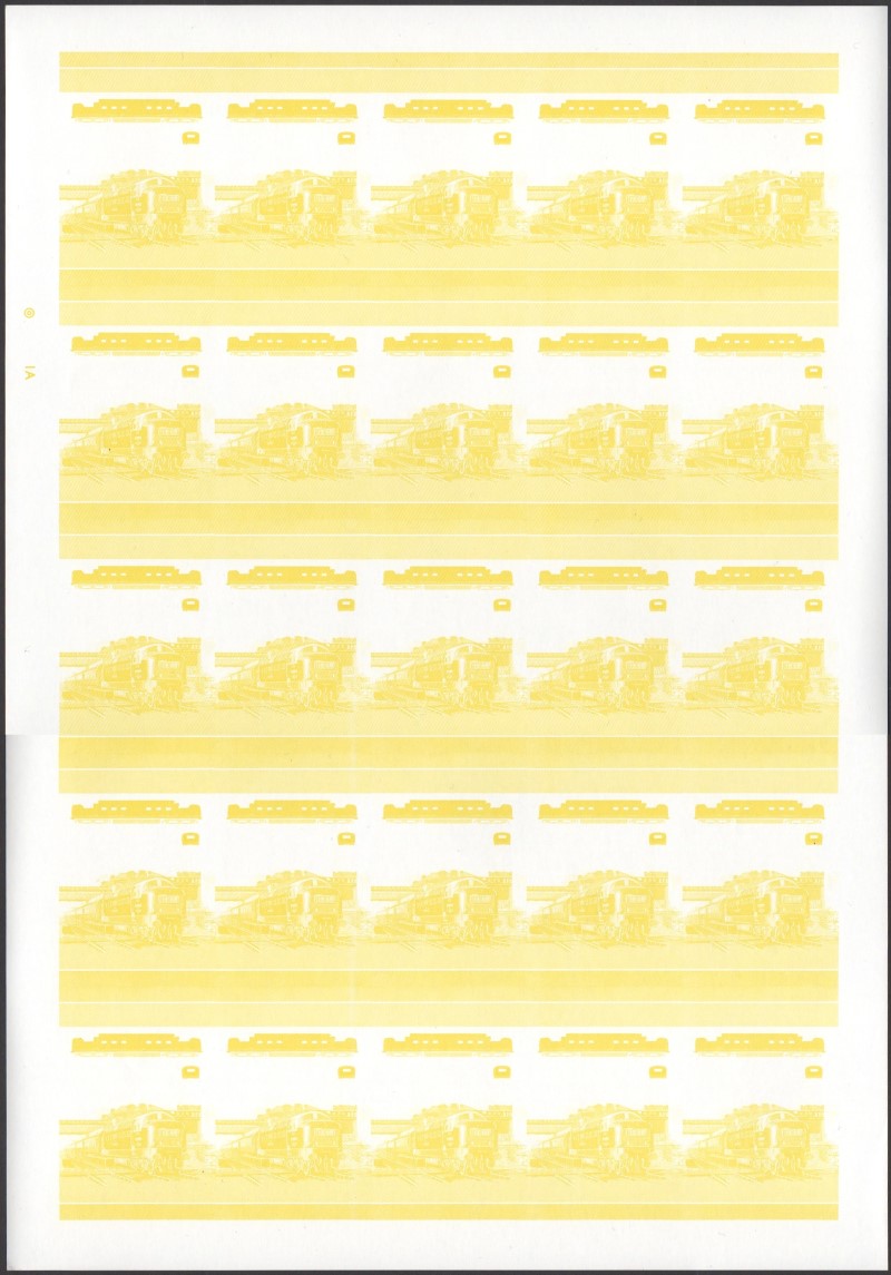 Saint Vincent Locomotives (1st series) 10c Scott 700 Yellow Stage Progressive Color Proof Pane