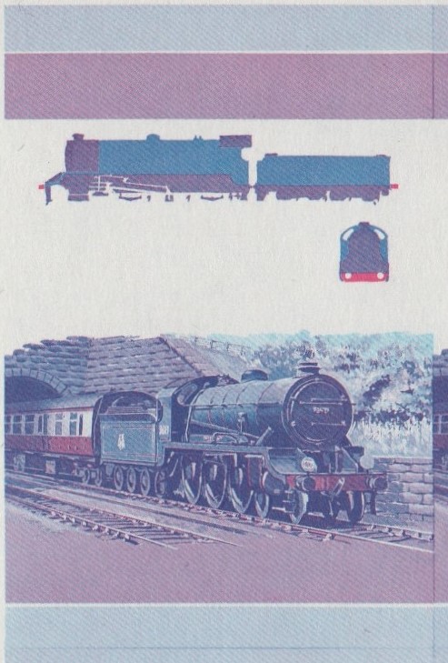Saint Vincent Locomotives (1st series) 50c Blue-Red Stage Progressive Color Proof Pair