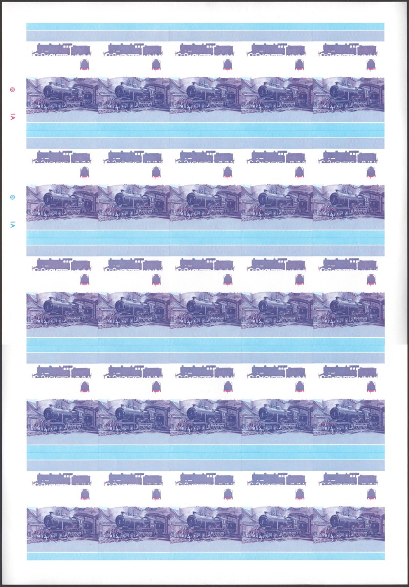 Saint Vincent Locomotives (1st series) 60c Blue-Red Stage Progressive Color Proof Pane
